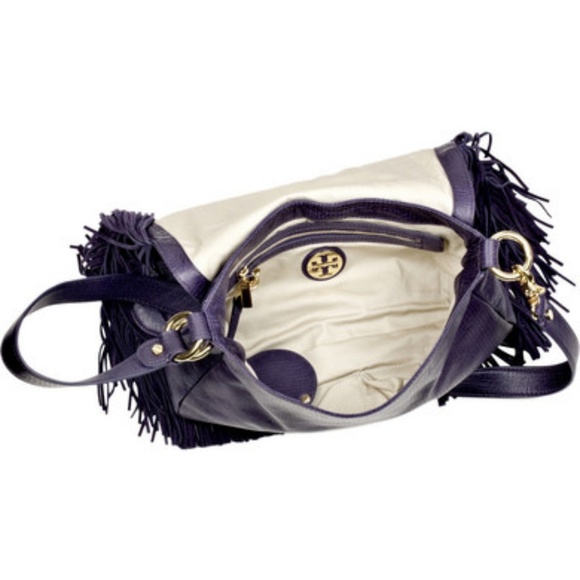 Tory Burch Purple Fringe Crossbody Messenger Purse - Picture 7 of 11